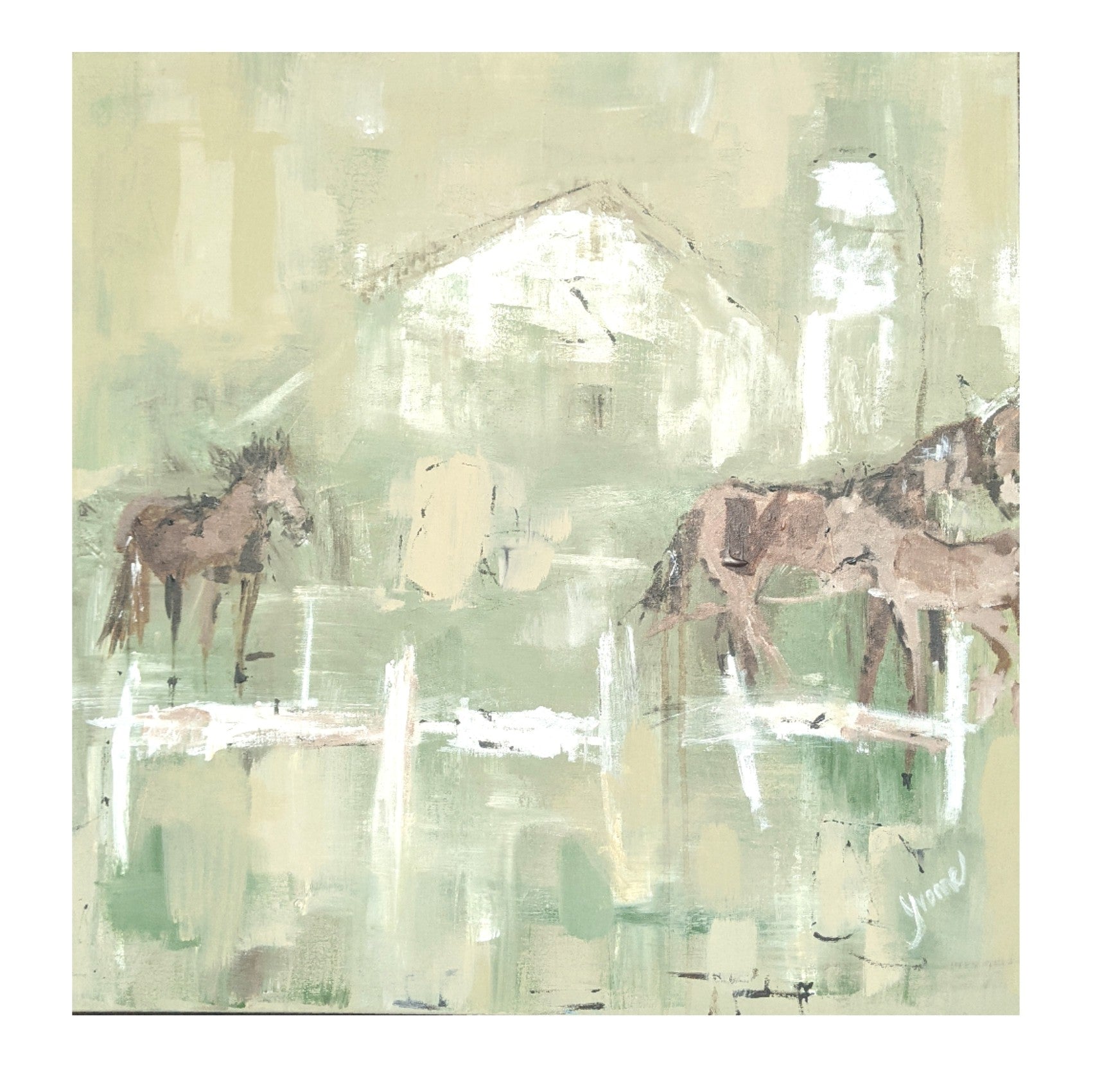 "A Lazy Day For Grazin" soothing farmhouse style art by Yvonne Rondinone
