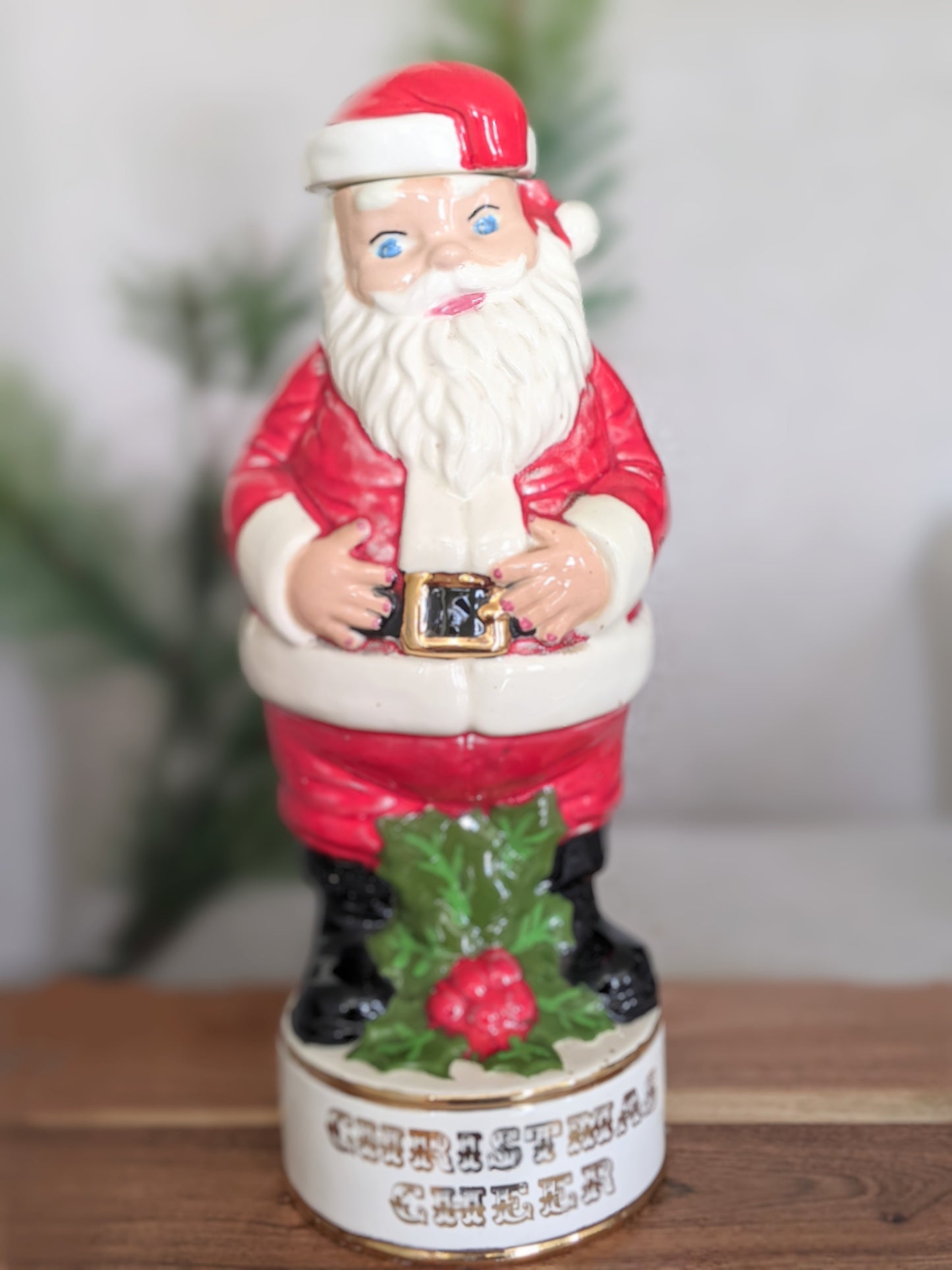 1970's vintage Santa Decanter labeled Christmas Cheer