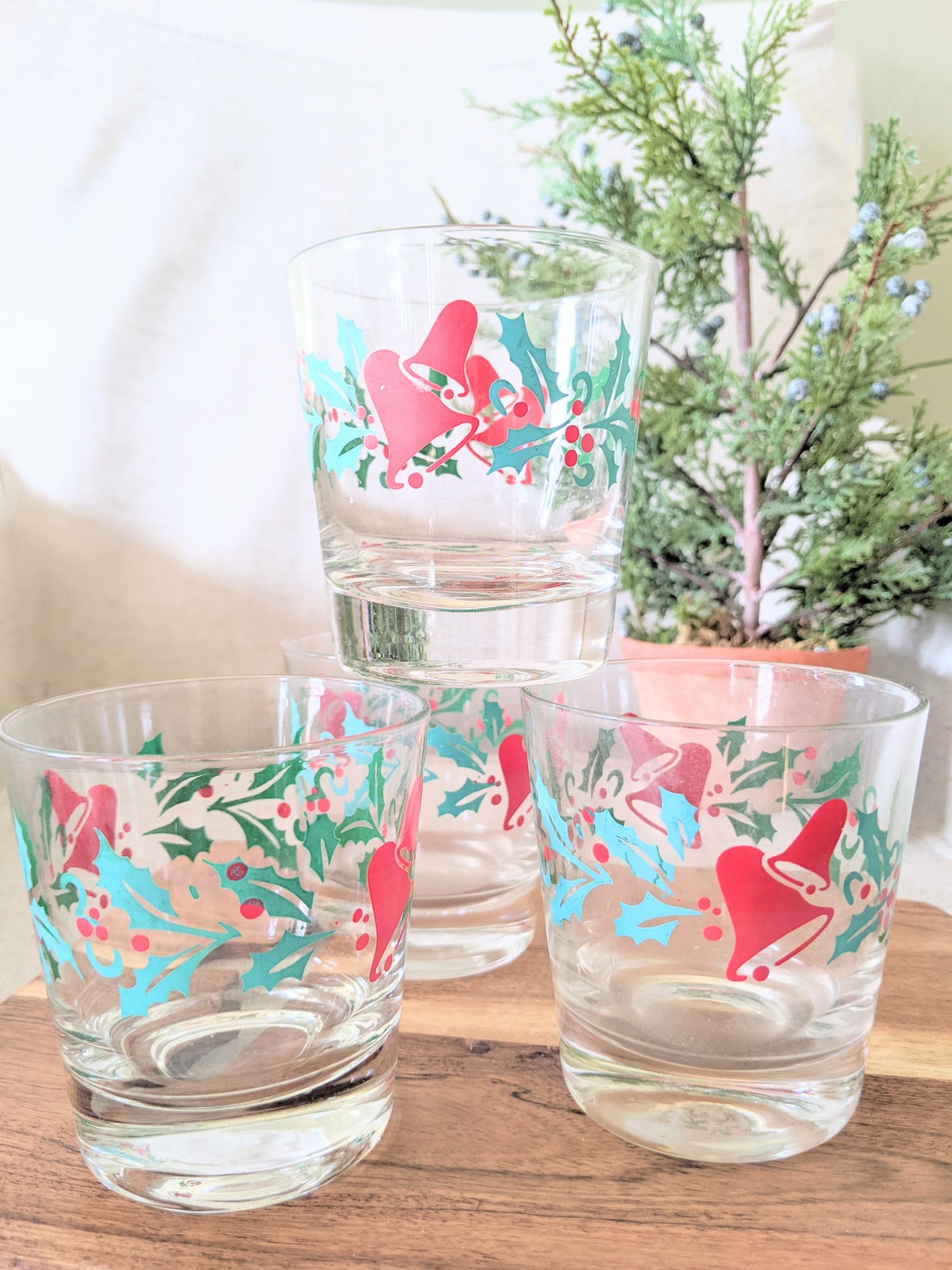 Vintage Holly & Bell Low Ball Glasses:Set of 4