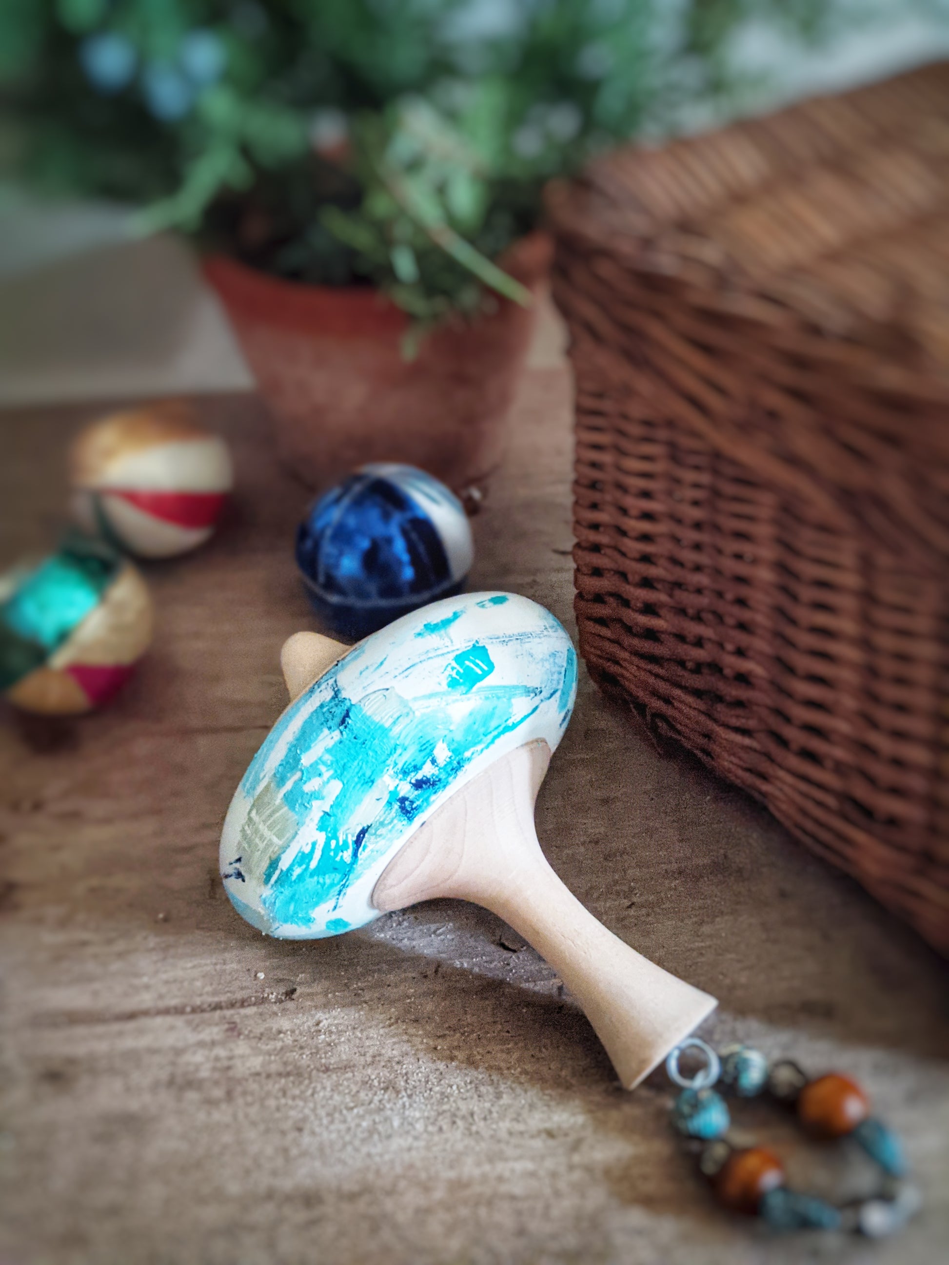 Modern vintage hand-painted ornament by Yvonne Rondinone