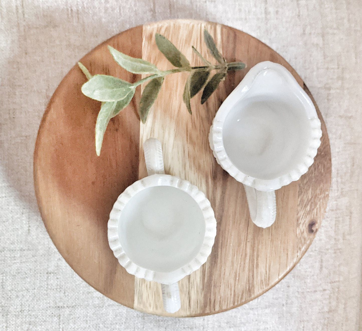 Vintage home decor milk glass creamer set