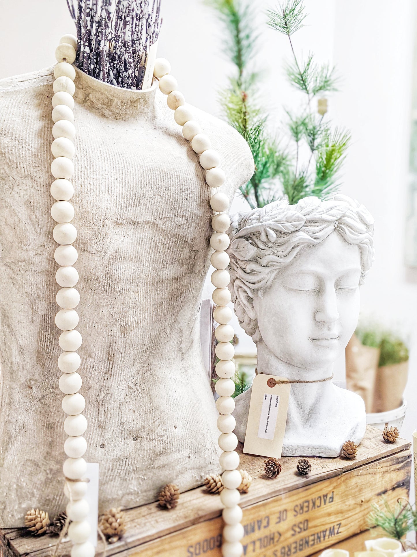 Natural Wood Bead Garland/Neutral Tone Garland