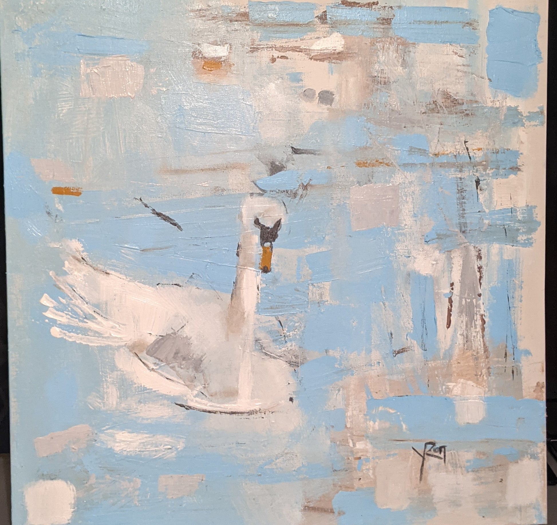 "Swan Song" original coastal art by Yvonne Rondinone 
