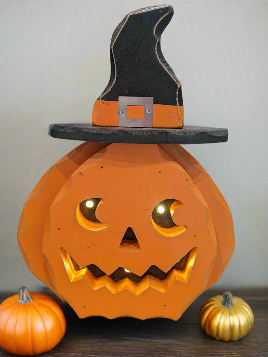 Wooden Light Up Jack-o'-Lantern